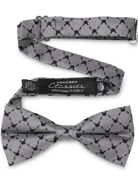 New Pikachu Classics Silhouette Gray Silk Bow Tie (One Size-Adult)